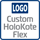 Custom HoloKote Flex - нанесение на карту тонкого защитного покрытия, имеющего эксклюзивный голографический узор произвольного размера. В качестве узора может использоваться рисунок, текст или логотип клиента.