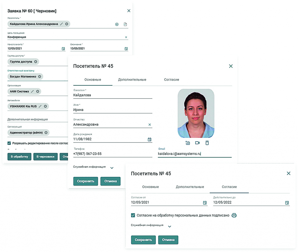 Пример электронной заявки на выдачу временного пропуска